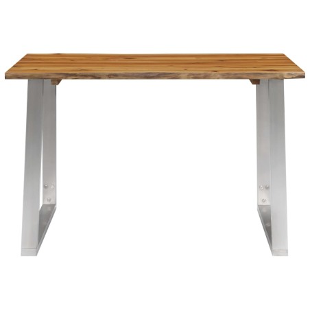 vidaXL Esstisch 120×65×75 cm Akazie Massivholz und Edelstahl 