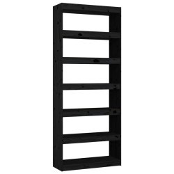 vidaXL Bücherregal/Raumteiler Schwarz 80x30x199 cm Massivholz Kiefer
