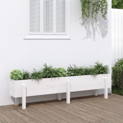 vidaXL Hochbeet Weiß 160x30x38 cm Massivholz Kiefer