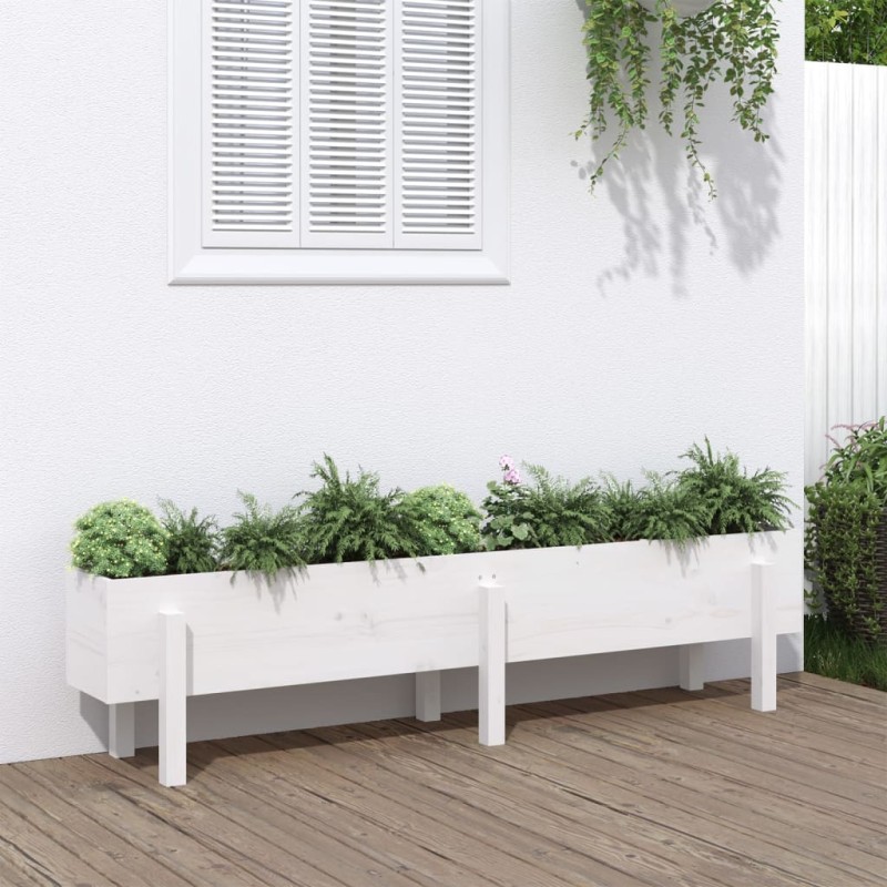 vidaXL Hochbeet Weiß 160x30x38 cm Massivholz Kiefer vidaXL Hochbeet Weiß 160x30x38 cm Massivholz Kiefer