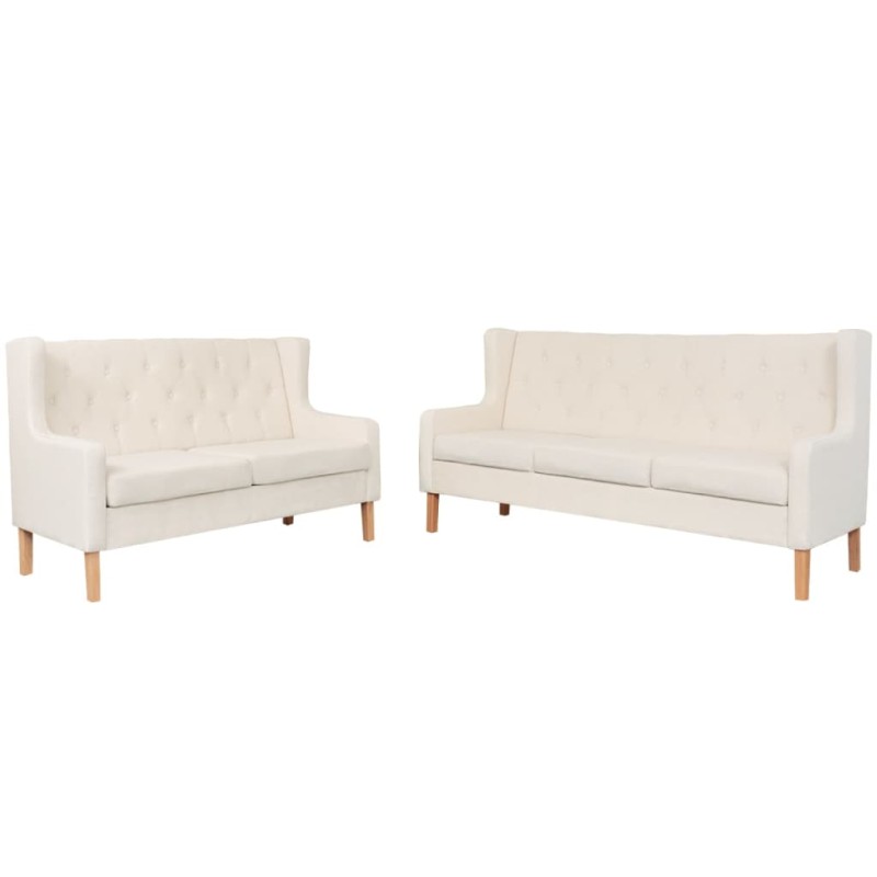 2-tlg. Sofa-Set Stoff Cremeweiß 2-tlg. Sofa-Set Stoff Cremeweiß