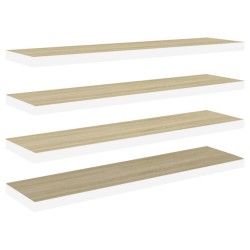 vidaXL Schweberegale 4 Stk. Eiche und Weiß 120x23,5x3,8 cm MDF