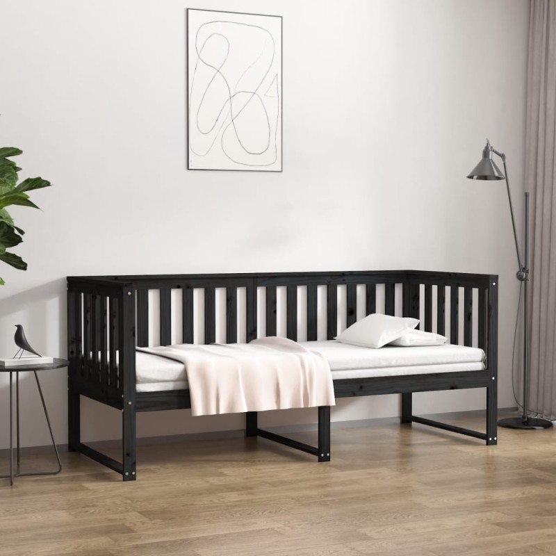 vidaXL Tagesbett Schwarz 75x190 cm Massivholz Kiefer vidaXL Tagesbett Schwarz 75x190 cm Massivholz Kiefer