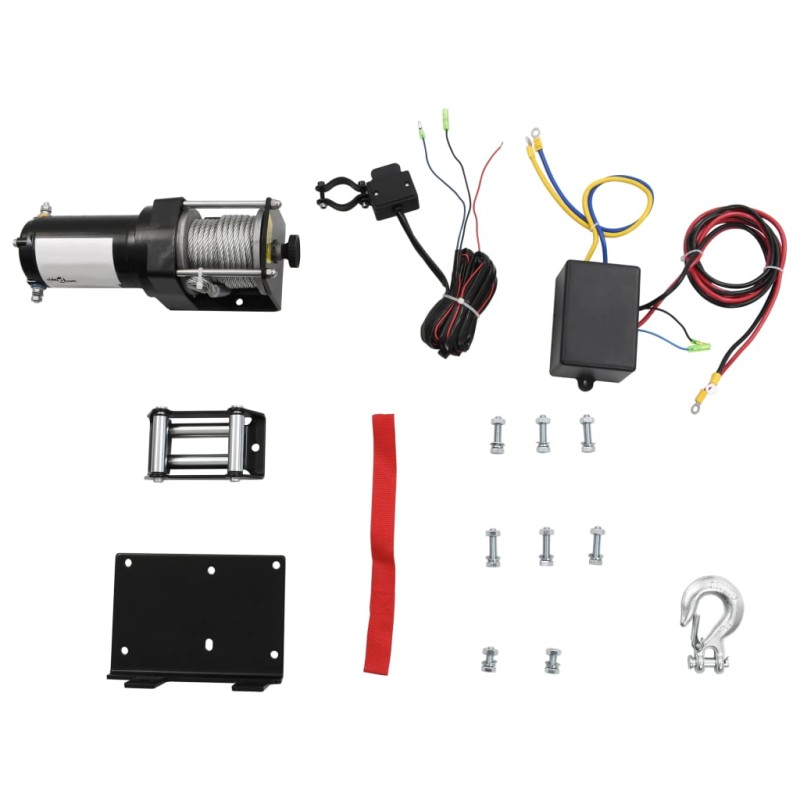 vidaXL Elektrische Seilwinde + Montageplatte Rollenführung 1360 kg 12V vidaXL Elektrische Seilwinde + Montageplatte Rollenführung 1360 kg 12V