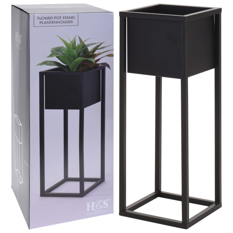 H&S Collection Blumentopf mit Ständer Metall Schwarz 60 cm H&S Collection Blumentopf mit Ständer Metall Schwarz 60 cm
