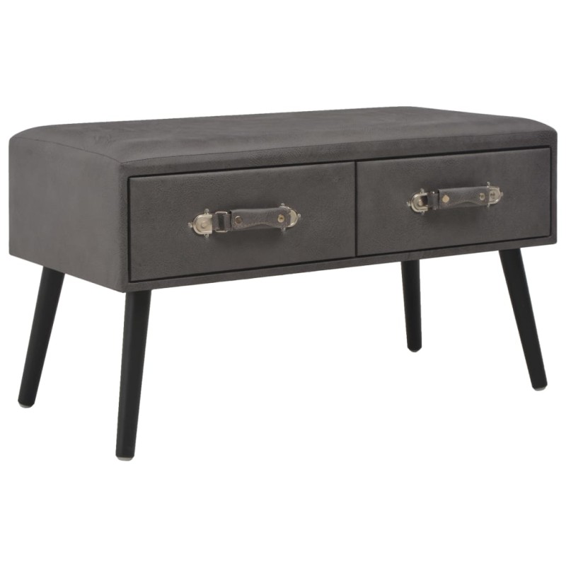 vidaXL Bank mit Schubladen 80 cm Grau Kunstleder vidaXL Bank mit Schubladen 80 cm Grau Kunstleder