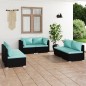 vidaXL 6-tlg. Garten-Lounge-Set mit Kissen Poly Rattan Schwarz vidaXL 6-tlg. Garten-Lounge-Set mit Kissen Poly Rattan Schwarz