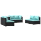 vidaXL 6-tlg. Garten-Lounge-Set mit Kissen Poly Rattan Schwarz vidaXL 6-tlg. Garten-Lounge-Set mit Kissen Poly Rattan Schwarz