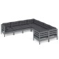 vidaXL 8-tlg. Garten-Lounge-Set mit Kissen Grau Massivholz Kiefer vidaXL 8-tlg. Garten-Lounge-Set mit Kissen Grau Massivholz Kiefer