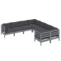 vidaXL 8-tlg. Garten-Lounge-Set mit Kissen Grau Massivholz Kiefer vidaXL 8-tlg. Garten-Lounge-Set mit Kissen Grau Massivholz Kiefer