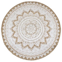 vidaXL Teppich Jute Geflochten Bedruckt 240 cm Rund