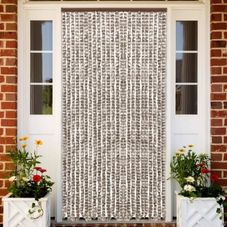 vidaXL Insektenschutz-Vorhang Taupe und Weiß 100x220 cm Chenille