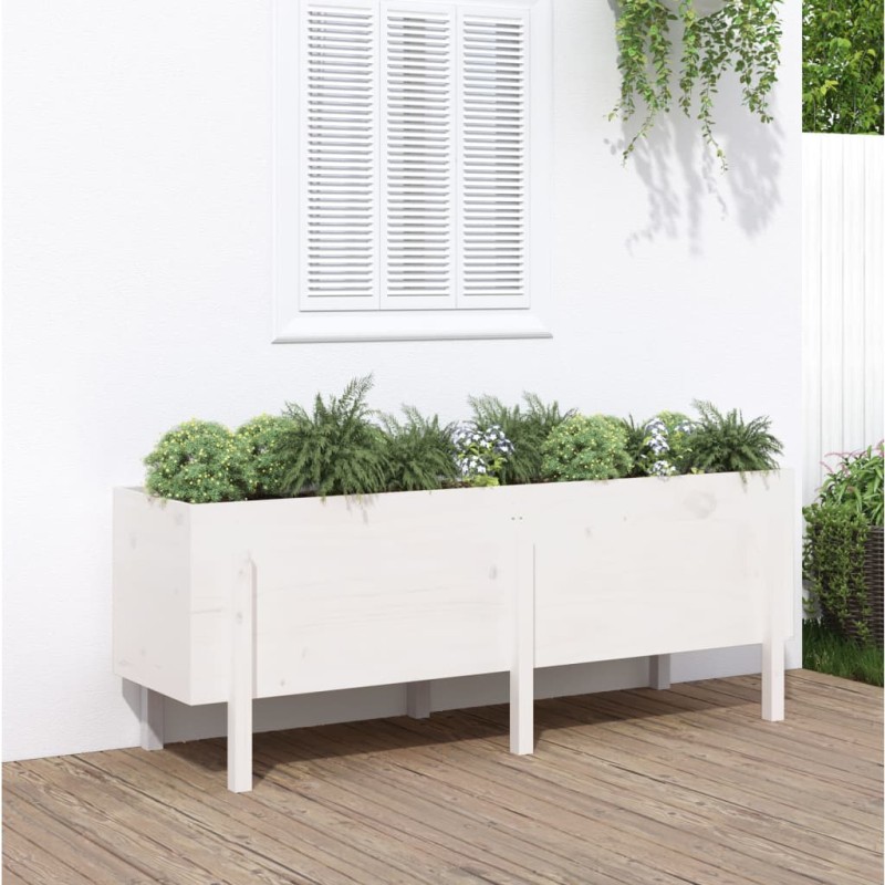 vidaXL Hochbeet Weiß 160x50x57 cm Massivholz Kiefer vidaXL Hochbeet Weiß 160x50x57 cm Massivholz Kiefer