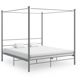 vidaXL Himmelbett Grau Metall 180x200 cm 