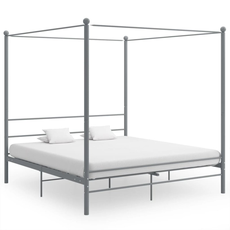 vidaXL Himmelbett Grau Metall 180x200 cm vidaXL Himmelbett Grau Metall 180x200 cm