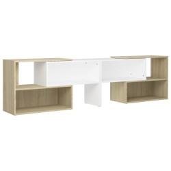 vidaXL TV-Schrank Weiß und Sonoma-Eiche 149x30x52 cm Holzwerkstoff