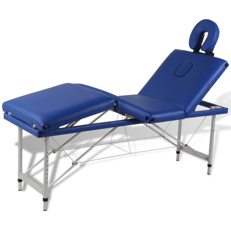 Massagetisch mit Aluminiumrahmen, faltbar 4 Zonen Blau Massagetisch mit Aluminiumrahmen, faltbar 4 Zonen Blau