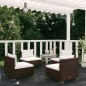 vidaXL 4-tlg. Garten-Lounge-Set mit Auflagen Poly Rattan Braun vidaXL 4-tlg. Garten-Lounge-Set mit Auflagen Poly Rattan Braun