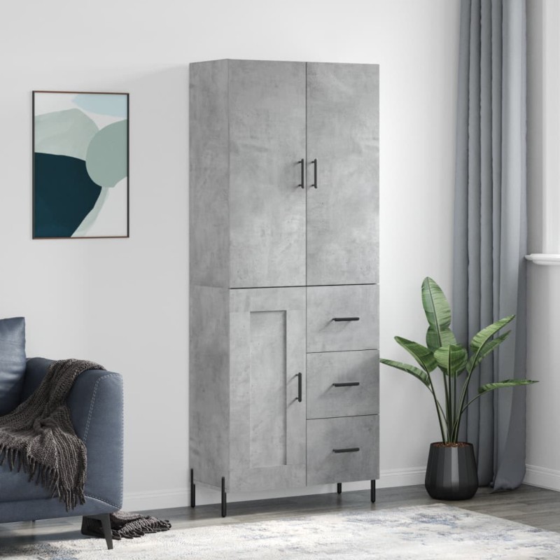 Highboard Betongrau 69,5x34x180 cm Holzwerkstoff Highboard Betongrau 69,5x34x180 cm Holzwerkstoff