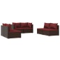 vidaXL 6-tlg. Garten-Lounge-Set mit Kissen Poly Rattan Braun vidaXL 6-tlg. Garten-Lounge-Set mit Kissen Poly Rattan Braun
