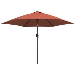 vidaXL Sonnenschirm mit LED-Leuchten Stahlmast 300 cm Terrakotta-Rot