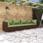 vidaXL 4-tlg. Garten-Lounge-Set mit Auflagen Poly Rattan Braun vidaXL 4-tlg. Garten-Lounge-Set mit Auflagen Poly Rattan Braun