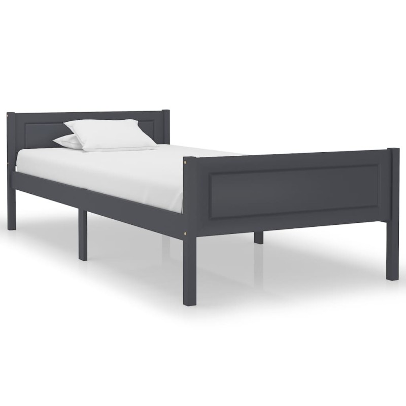 vidaXL Massivholzbett Kiefer Grau 100x200 cm vidaXL Massivholzbett Kiefer Grau 100x200 cm