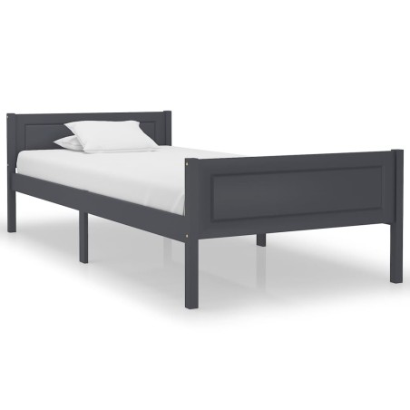 vidaXL Massivholzbett Kiefer Grau 100x200 cm 