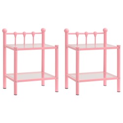 vidaXL Nachttische 2 Stk. Rosa Transparent Metall und Glas