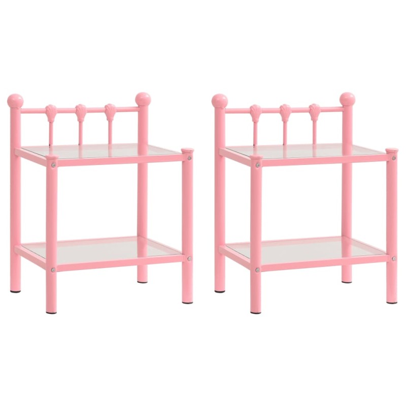 vidaXL Nachttische 2 Stk. Rosa Transparent Metall und Glas vidaXL Nachttische 2 Stk. Rosa Transparent Metall und Glas