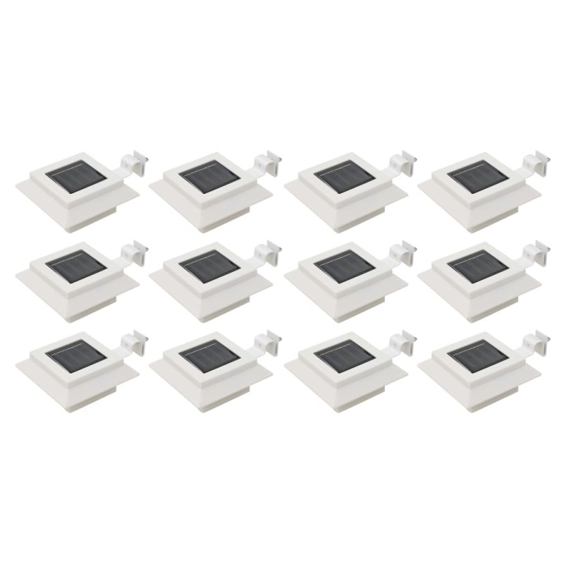 Solar-Außenleuchten 12 Stk. LED Rechteckig 12 cm Weiß Solar-Außenleuchten 12 Stk. LED Rechteckig 12 cm Weiß