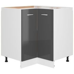 vidaXL Eckunterschrank Hochglanz-Grau 75,5x75,5x80,5 cm Holzwerkstoff