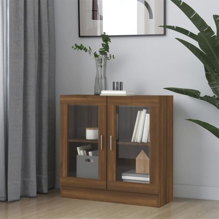 vidaXL Vitrinenschrank Braun Eichen-Optik 82,5x30,5x80cm Holzwerkstoff