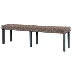 vidaXL Sitzbank 160 cm Grau Natur Kubu-Rattan und Massivholz Mango