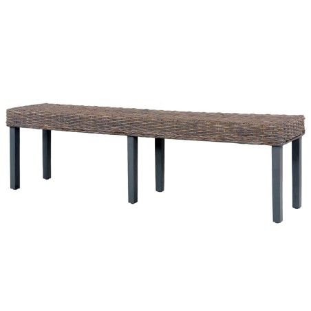 vidaXL Sitzbank 160 cm Grau Natur Kubu-Rattan und Massivholz Mango