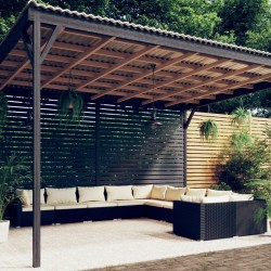 vidaXL 10-tlg. Garten-Lounge-Set mit Kissen Poly Rattan Schwarz