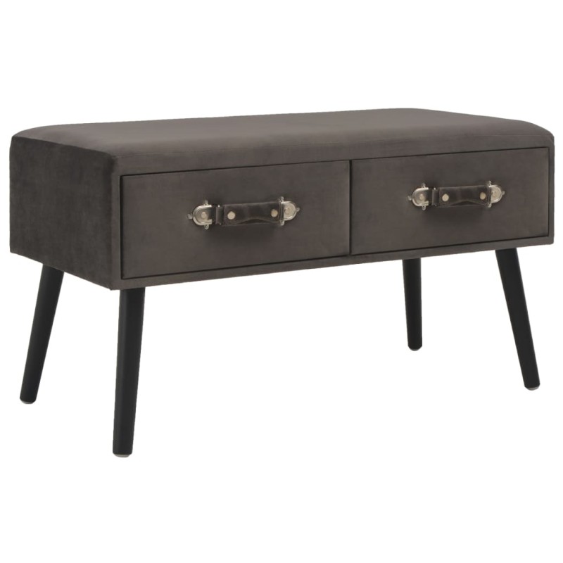 Bank mit Schubladen 80 cm Grau Samt Bank mit Schubladen 80 cm Grau Samt