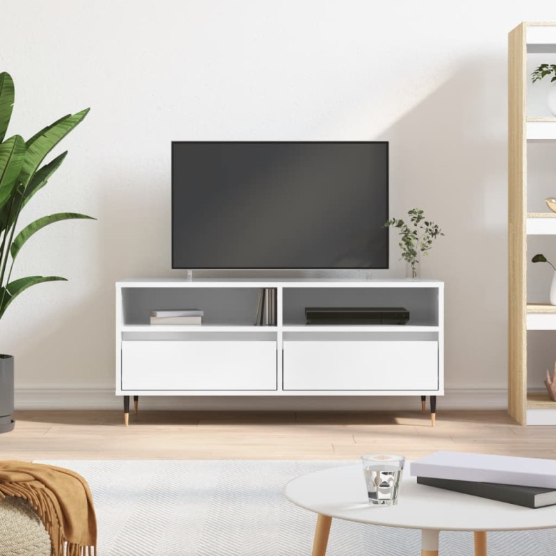 vidaXL TV-Schrank Hochglanz-Weiß 100x34,5x44,5 cm Holzwerkstoff vidaXL TV-Schrank Hochglanz-Weiß 100x34,5x44,5 cm Holzwerkstoff