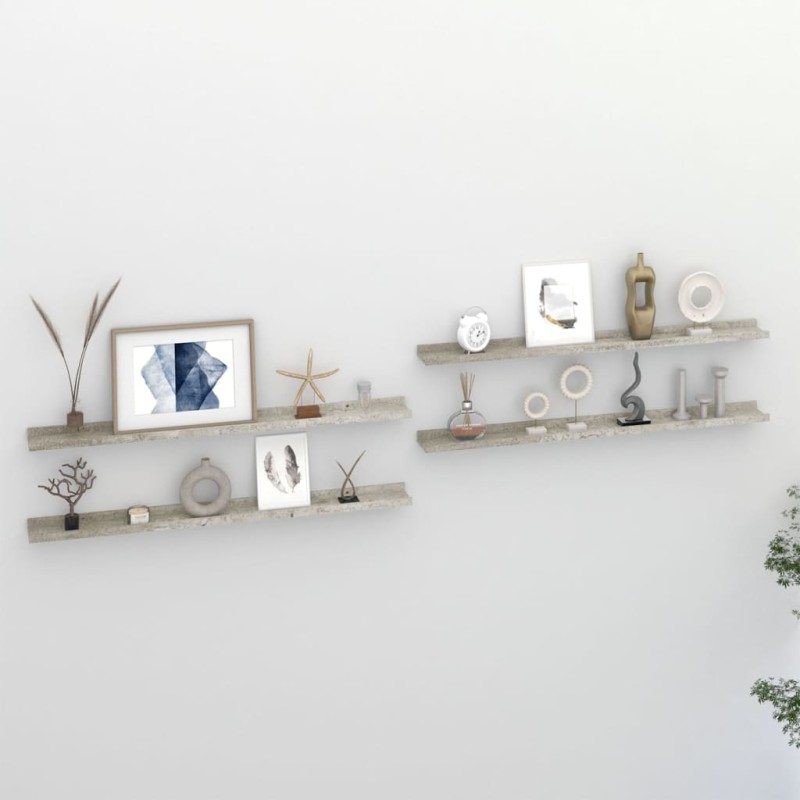 vidaXL Wandregale 4 Stk. Betongrau 100x9x3 cm vidaXL Wandregale 4 Stk. Betongrau 100x9x3 cm