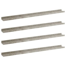 vidaXL Wandregale 4 Stk. Betongrau 100x9x3 cm
