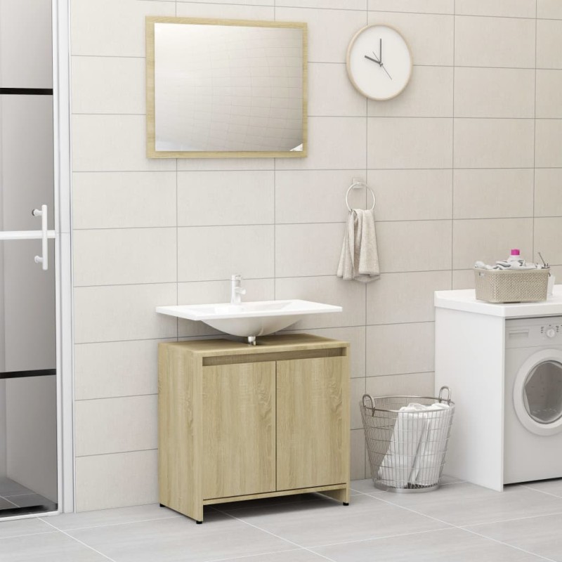vidaXL Badmöbel-Set Sonoma-Eiche Holzwerkstoff vidaXL Badmöbel-Set Sonoma-Eiche Holzwerkstoff