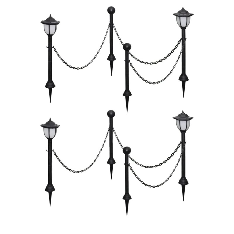 Solarleuchten 4 Stk. mit Kette und Pfosten Solarleuchten 4 Stk. mit Kette und Pfosten