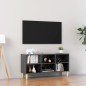 vidaXL TV-Schrank mit Massivholz-Beinen Hochglanz-Grau 103,5x30x50 cm vidaXL TV-Schrank mit Massivholz-Beinen Hochglanz-Grau 103,5x30x50 cm