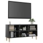 vidaXL TV-Schrank mit Massivholz-Beinen Hochglanz-Grau 103,5x30x50 cm vidaXL TV-Schrank mit Massivholz-Beinen Hochglanz-Grau 103,5x30x50 cm