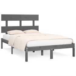 vidaXL Massivholzbett Grau 135x190 cm
