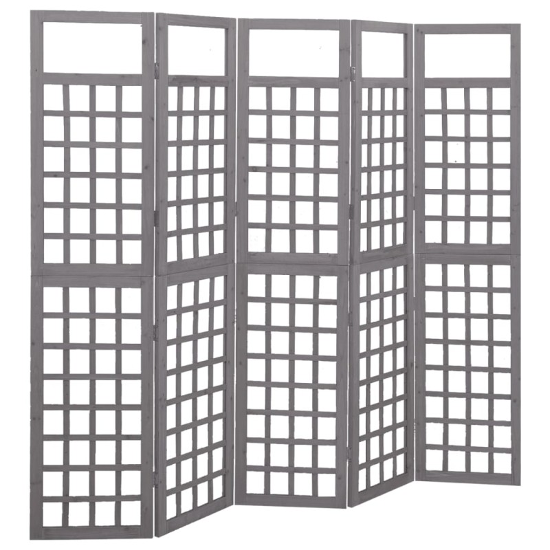vidaXL 5-tlg. Paravent/Spalier Massivholz Tanne Grau 201,5x180 cm vidaXL 5-tlg. Paravent/Spalier Massivholz Tanne Grau 201,5x180 cm