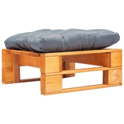 Paletten-Ottomane mit Kissen in Grau Holz Honigbraun