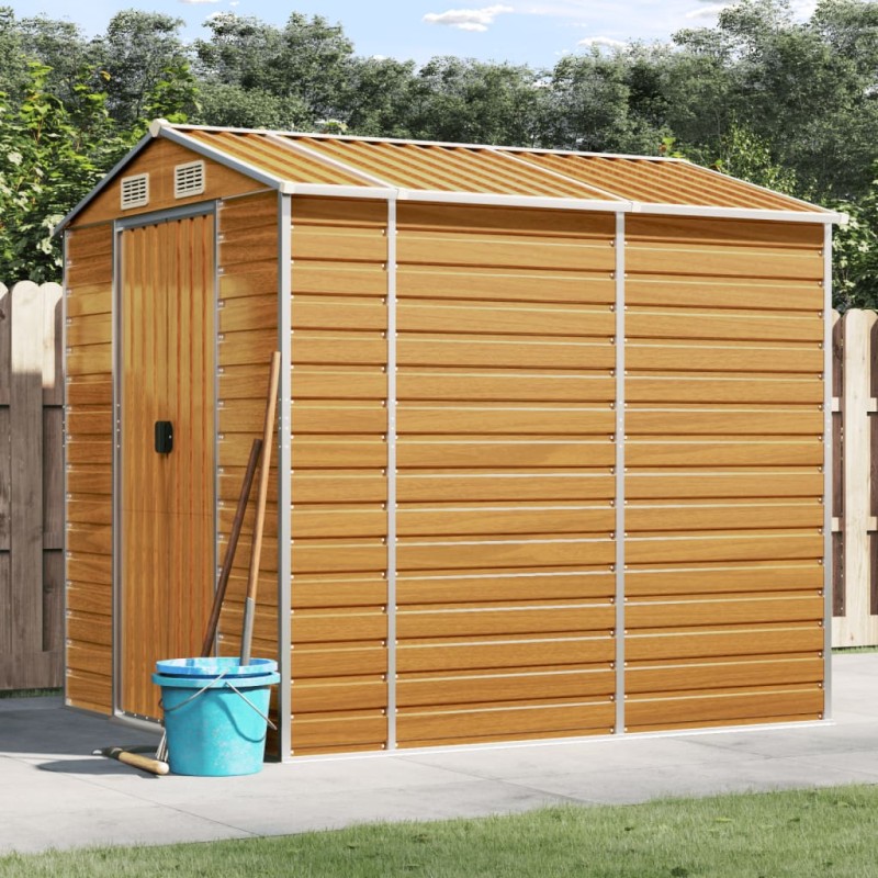 vidaXL Gerätehaus Hellbraun 191x215x198 cm Verzinkter Stahl vidaXL Gerätehaus Hellbraun 191x215x198 cm Verzinkter Stahl