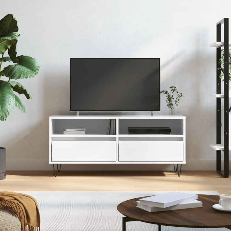 vidaXL TV-Schrank Hochglanz-Weiß 100x34,5x44,5 cm Holzwerkstoff vidaXL TV-Schrank Hochglanz-Weiß 100x34,5x44,5 cm Holzwerkstoff