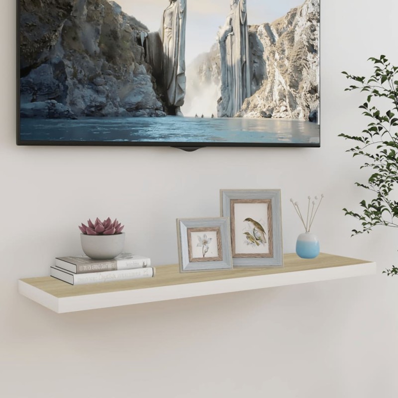 vidaXL Schweberegal Eichenoptik und Weiß 90x23,5x3,8 cm MDF vidaXL Schweberegal Eichenoptik und Weiß 90x23,5x3,8 cm MDF